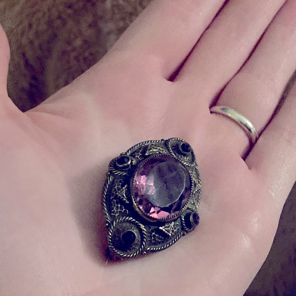 Vintage large amethyst brooch